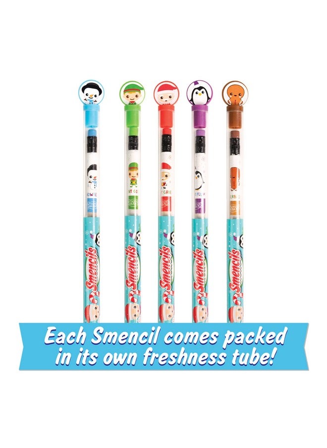 Holiday Smencils - Hb #2 Patented Gourmet Scented Fun Pencils, 5 Count - Stocking Stuffer, Gifts For Kids, School Supplies, Party Favors, Classroom Rewards