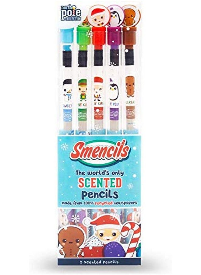 Holiday Smencils - Hb #2 Patented Gourmet Scented Fun Pencils, 5 Count - Stocking Stuffer, Gifts For Kids, School Supplies, Party Favors, Classroom Rewards