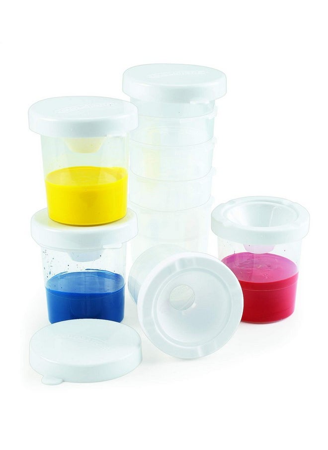 No-Spill White Lid Tempera Paint Cups For Kids Value Classroom Pack Painting Supply (10 Pack), Model:10Wpc