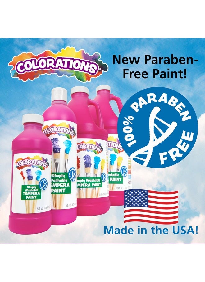 Simply Washable Tempera Paint, Rainbow Plus 8 Pack, Matte Finish, Classroom Supplies, Vibrant Colors, Non Toxic, Washes Off Easily, School, Craft, Art Supply Set, 16 Oz Bottles