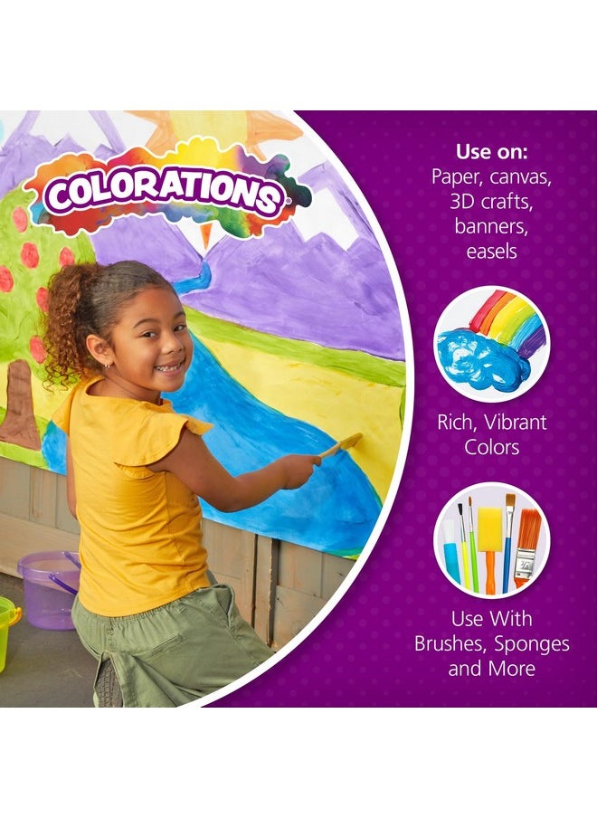 Simply Washable Tempera Paint, Rainbow Plus 8 Pack, Matte Finish, Classroom Supplies, Vibrant Colors, Non Toxic, Washes Off Easily, School, Craft, Art Supply Set, 16 Oz Bottles