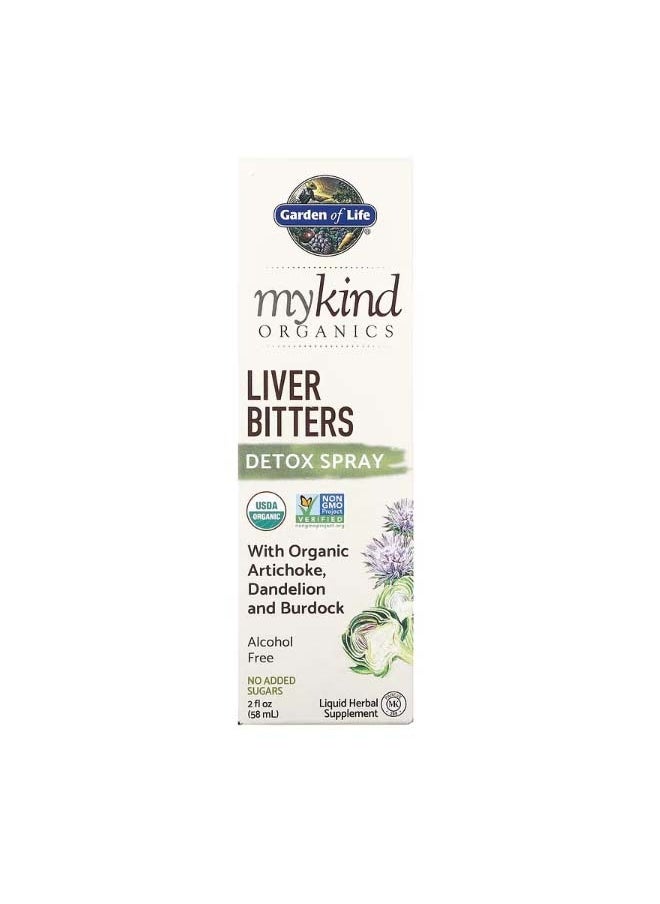 MyKind Organics Liver Bitters Detox Spray Alcohol Free 2 fl oz 58 ml