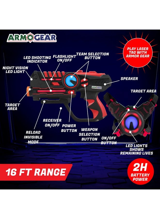 Laser Tag Guns With Vests Set Of 4 Multi Player Laser Tag Set For Kids Toy For Teen Boys And Girls Indoor And Outdoor Game For Kids, Adults And Family - Boys And Girls Gift, Ages 8 And Above
