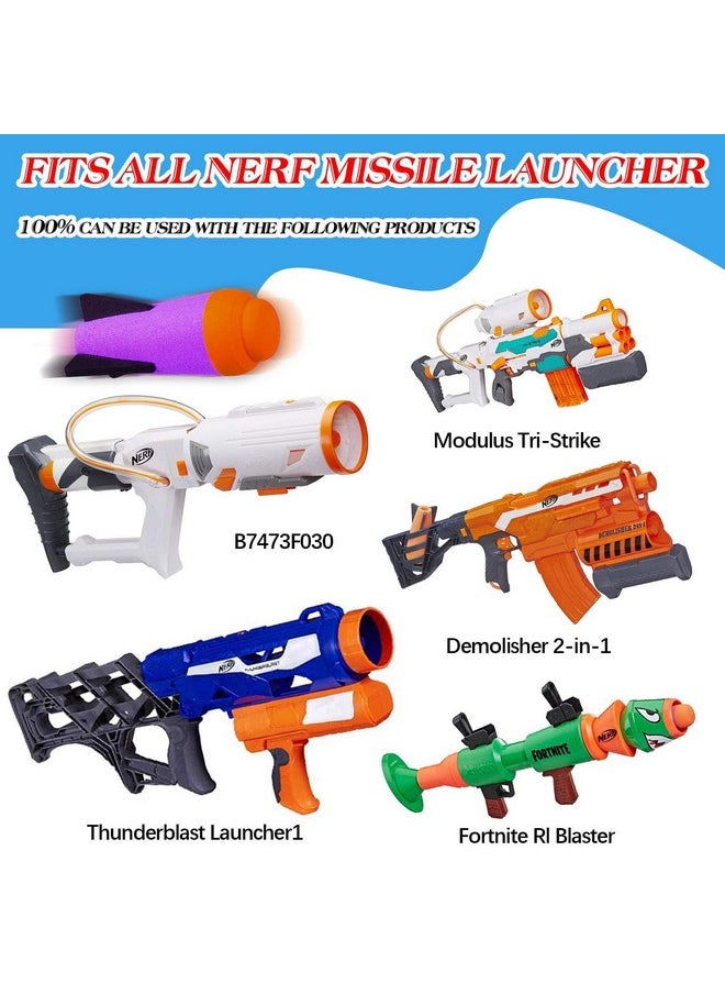 Ile Refill For Nerf N-Strike Elite Series, 8Packs, Ruibytree Compatible Darts Mega Missile Refill Bullets Foam Rockets For Nerf Party- With Storage Bag (Purple)