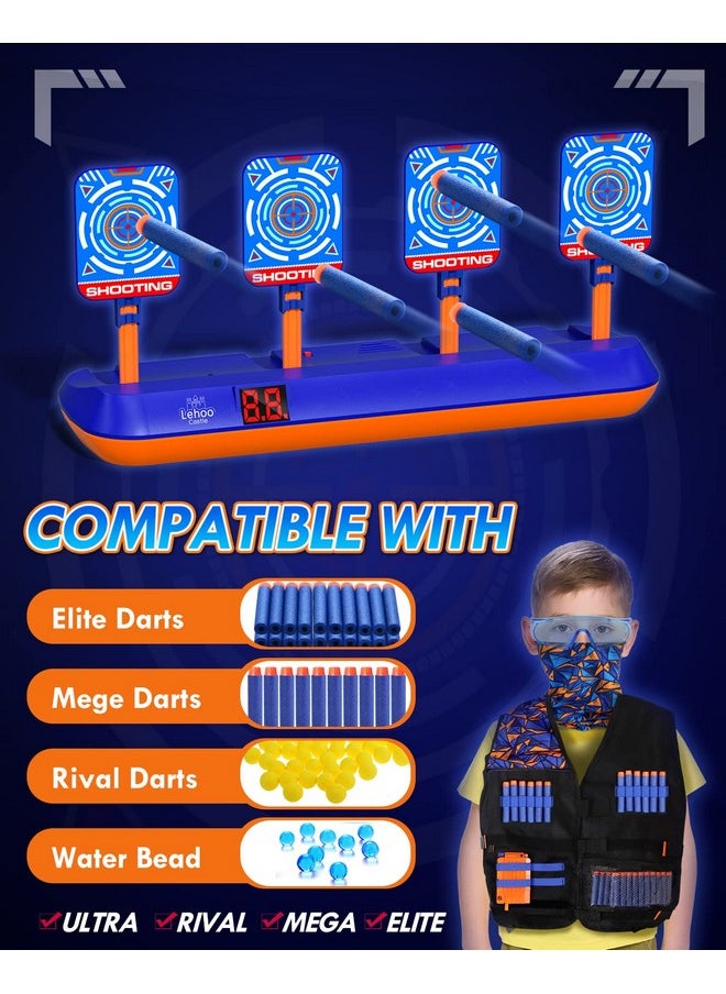 Electronic Shooting Targets, Digital Target For Nerf Guns With Auto-Reset, Scoring Shooting Games Includes Kids Tactical Vest, 60 Bullets, Glasses, Gift Toy For Kids Boys Girls