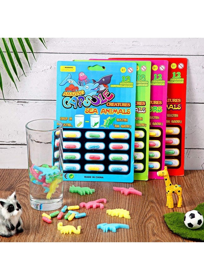 8 Pieces Water Growing Capsules Growing In Water Animals Toys Dinosaur Unicorn Sea Creature Capsules Party Cognition Sponge Pills Toys Bath Expanding Foam Animal Toy(Multi Animal Style)