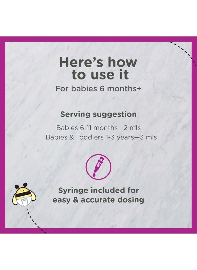 Baby Immune Support With Zinc, Baby & Toddler Vitamin 6 Months+, Includes Syringe For Easy & Accurate Dosing, Natural Grape Flavor, 2Oz