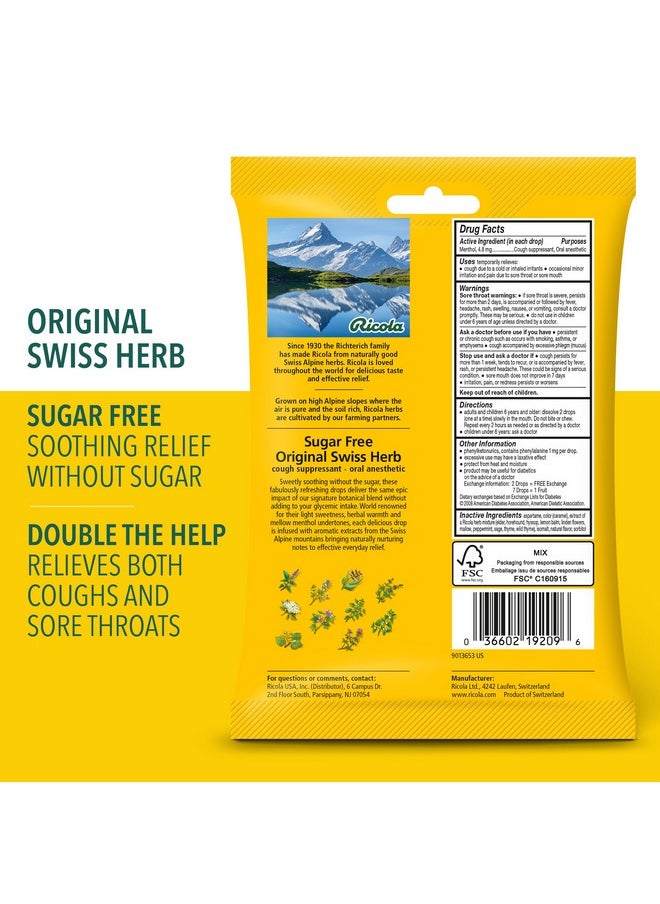 Sugar Free Original Herb Cough Drops, 19 Count, Cough Suppressant & Throat Relieving Drops With Naturally Sourced Menthol, Pleasing Taste For Coughs & Throat Irritation Symptom Relief