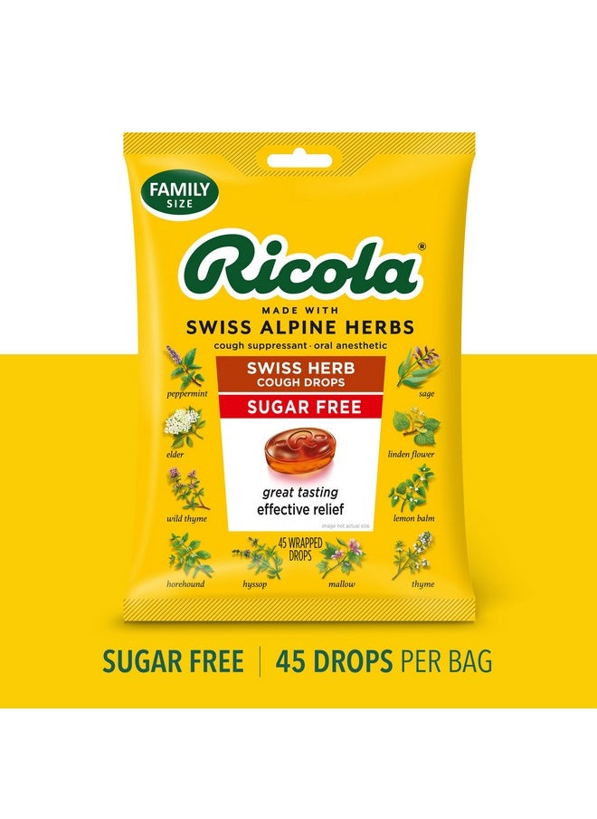 Sugar Free Original Herb Cough Drops, 45 Count, Cough Suppressant & Throat Relieving Drops With Naturally Sourced Menthol, Pleasing Taste For Coughs & Throat Irritation Symptom Relief