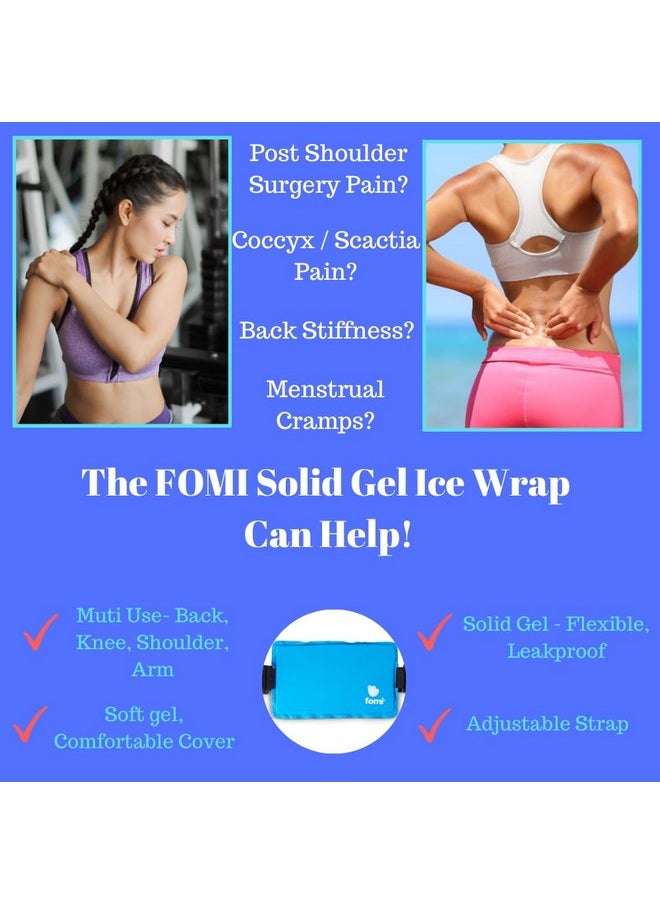 Ium Hot Cold Solid Gel Ice Pack By Fomi Care | Cool Compress For Lower Back, Shoulder, Knee, Bicep, Stomach | Coccyx, Sciatica, Tailbone Pain Relief | Flexible, Reusable Heating Pad | Adjustable