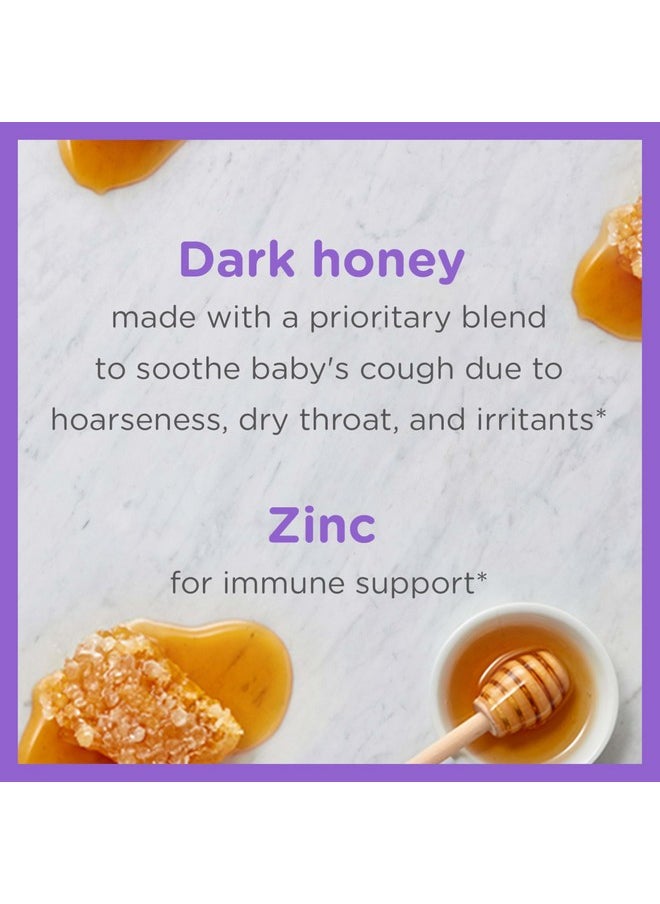 Baby Cough Syrup + Immune, Drug & Alcohol-Free Toddler Cough Relief With Dark Honey & Zinc, Natural Cherry Flavor, 2Fl Oz