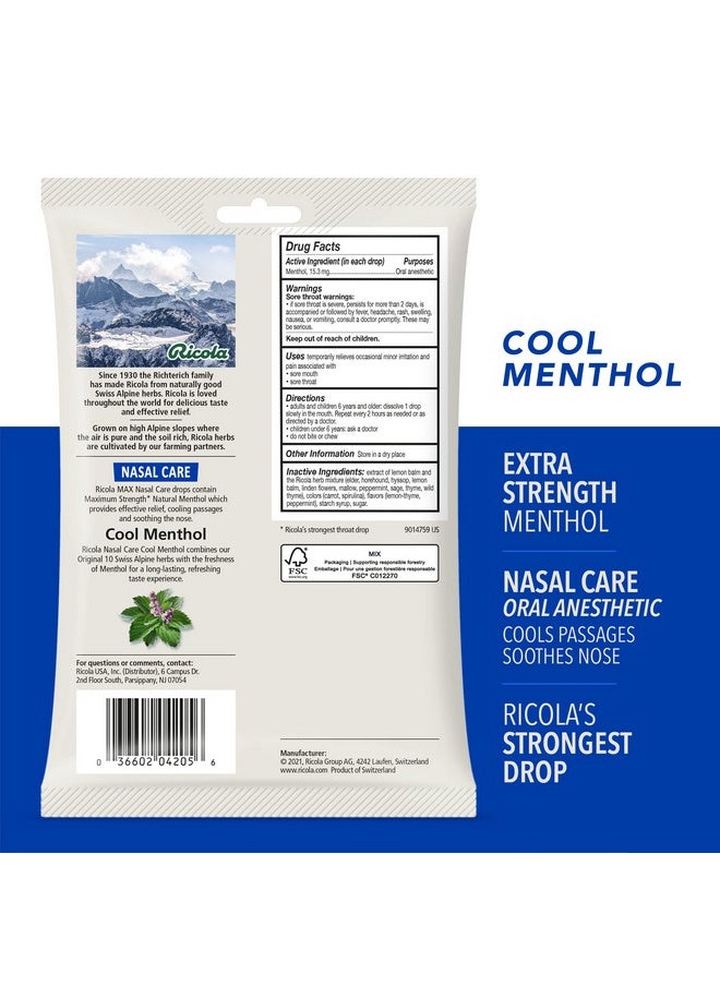 Max Cool Menthol Nasal Care Large Bag | Cough Suppressant Drops | Dual Action Liquid Center | Soothing Long-Lasting Relief - 34 Count (Pack Of 1)