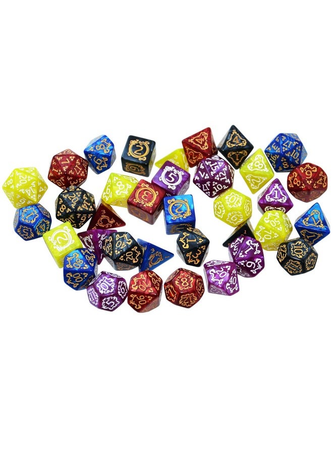 Retro Polyhedral Dice Sets With Pouches For D&D Dnd Rpg Mtg Dungeon And Dragons Table Board Roll Playing Games D4 D6 D8 D10 D% D12 D20 (Retro 3-35Pcs)