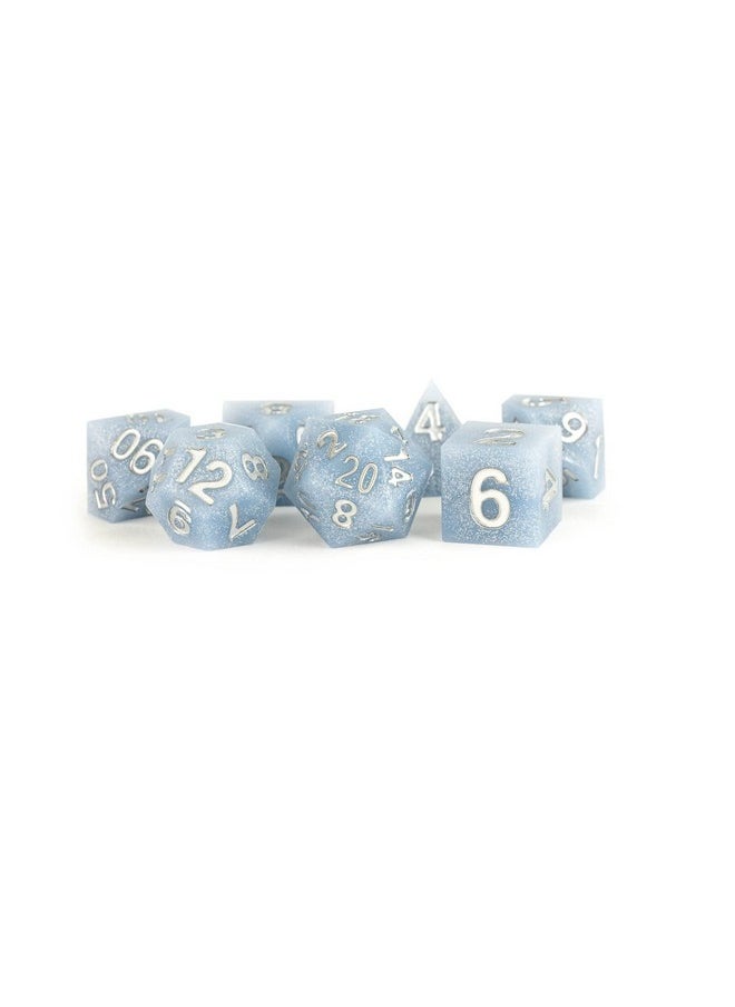 Dice Games 16Mm Sharp Edge Silicone Rubber Poly Dnd Dice Set: Glacial Debris, Role Playing Game Dice For Dungeons And Dragons