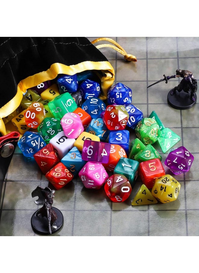 Dnd Dice Set 15 X 7 Polyhedral Dice (105Pcs) With 1 Large Flannel Bag, D&D Dice (D4 D6 D8 D10 D% D12 D20) For Dungeons And Dragons Rpg Mtg Table Games