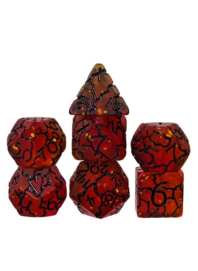 Dnd Dice Set, 7Pcs Crackle Design Polyhedral Dice Set D&D For Dungeons And Dragons Role Playing Game And Other Tabletop Games（Caramel）