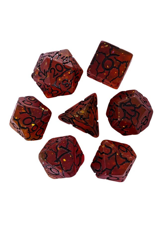 Dnd Dice Set, 7Pcs Crackle Design Polyhedral Dice Set D&D For Dungeons And Dragons Role Playing Game And Other Tabletop Games（Caramel）