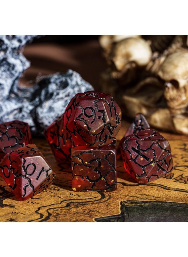 Dnd Dice Set, 7Pcs Crackle Design Polyhedral Dice Set D&D For Dungeons And Dragons Role Playing Game And Other Tabletop Games（Caramel）