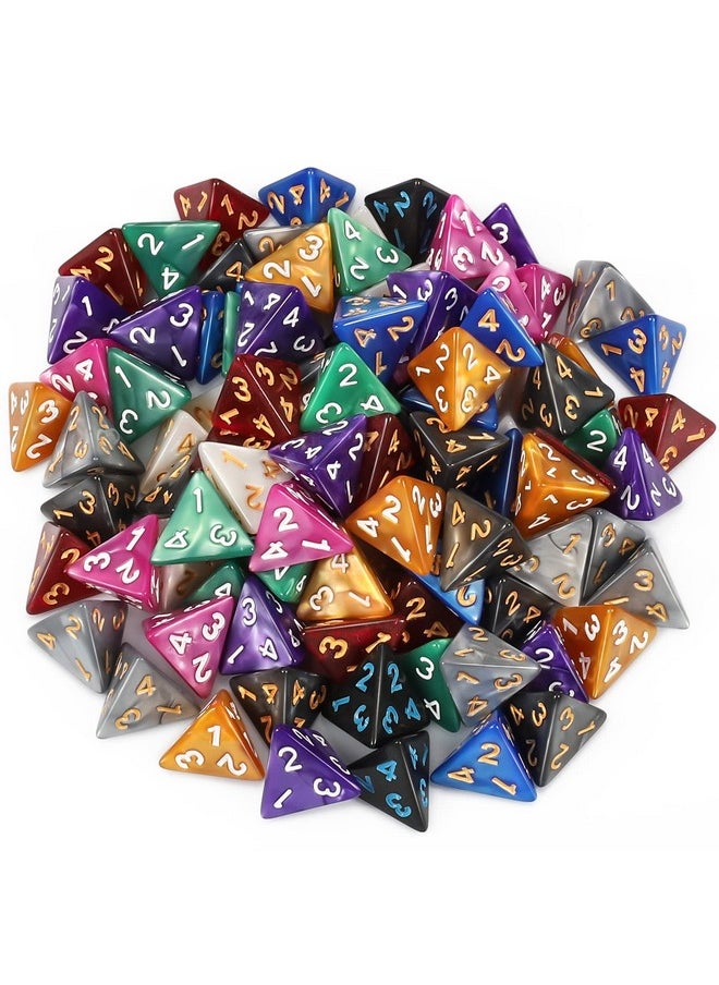 Dnd Polyhedral Dice (100Pcs) With A Dice Bag Compatible With Dungeons And Dragons Dnd Rpg Mtg Role Playing Table Games (D4 Dice, 10 Colors-100 Pcs)