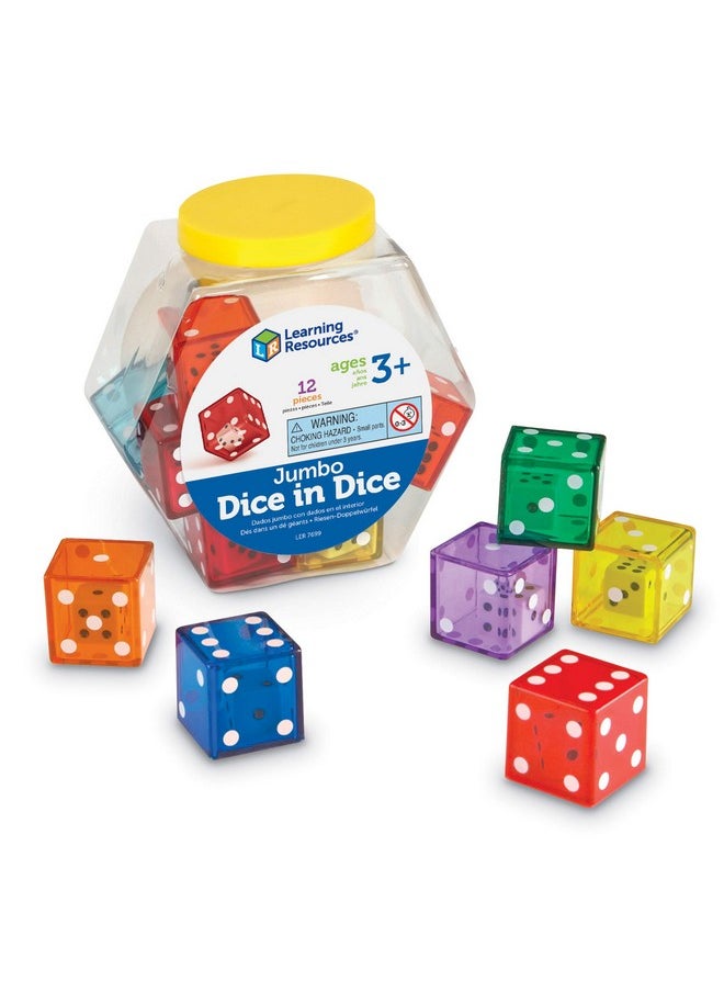 Jumbo Dice In Dice, Dice, Jumbo Dice, Math Dice, Ages 3+, Set Of 12