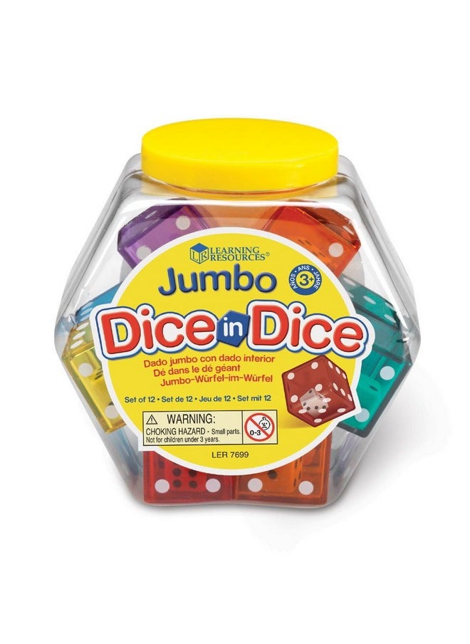 Jumbo Dice In Dice, Dice, Jumbo Dice, Math Dice, Ages 3+, Set Of 12