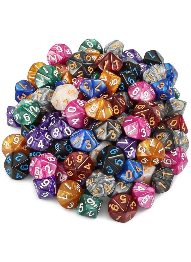 Dnd Polyhedral Dice (100Pcs) With A Dice Bag Compatible With Dungeons And Dragons Dnd Rpg Mtg Role Playing Table Games (D10 Dice, 10 Colors-100 Pcs)