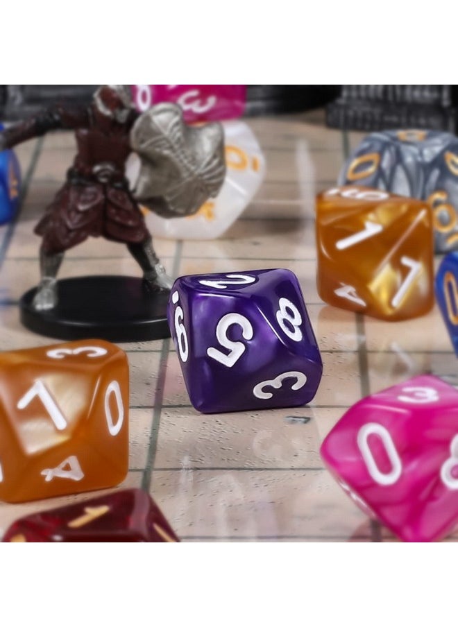 Dnd Polyhedral Dice (100Pcs) With A Dice Bag Compatible With Dungeons And Dragons Dnd Rpg Mtg Role Playing Table Games (D10 Dice, 10 Colors-100 Pcs)