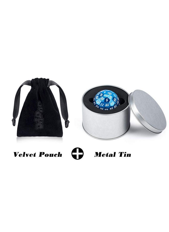 Metal D100 Dice 50Mm Single 100 Sided Polyhedral Dice With Metal Case And Velvet Pouch(Copper With Black Number)