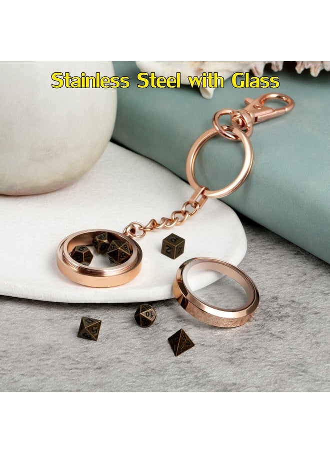 Metal D&D Dice,Dndnd 6Mm Metallic Dice Set With Keychain And Gift Dice Box For Dungeons And Dragon Dnd Game (Copper With Rose Gold Case)