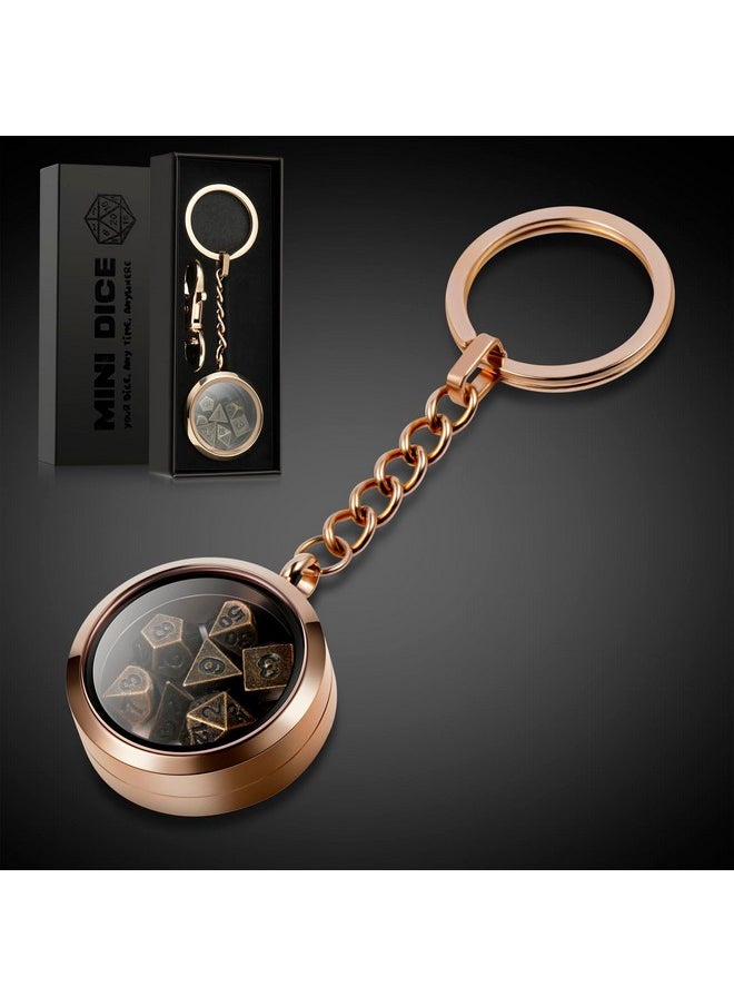 Metal D&D Dice,Dndnd 6Mm Metallic Dice Set With Keychain And Gift Dice Box For Dungeons And Dragon Dnd Game (Copper With Rose Gold Case)