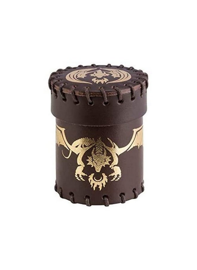 Flying Dragon Brown & Golden Leather Dice Cup