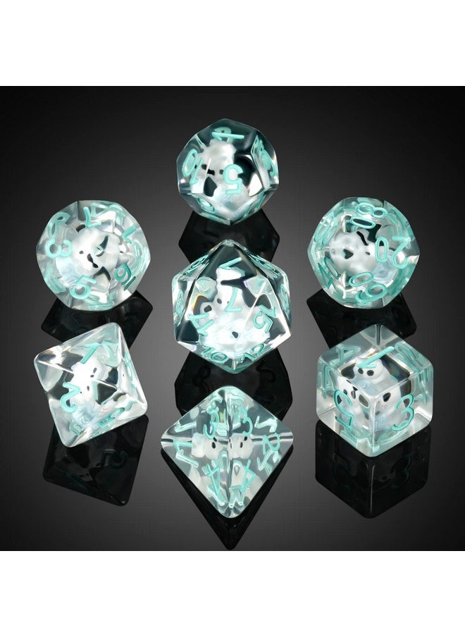 Ice Dice Dnd, Dndnd 7Pcs Resin D&D Dice With Velvet Bag For Dungeons And Dragons Role Playing Games And Tabletop Games（Cat