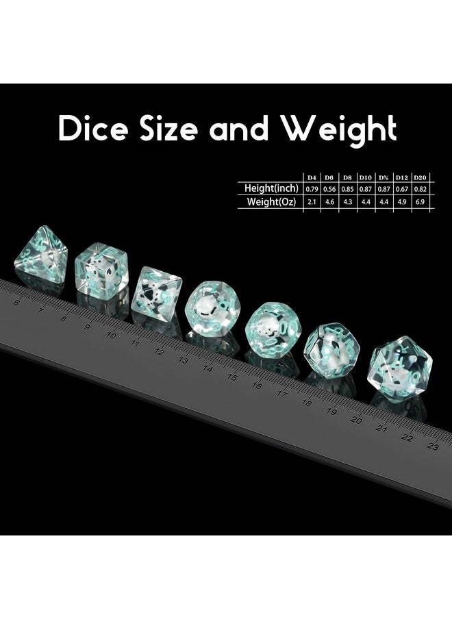 Ice Dice Dnd, Dndnd 7Pcs Resin D&D Dice With Velvet Bag For Dungeons And Dragons Role Playing Games And Tabletop Games（Cat