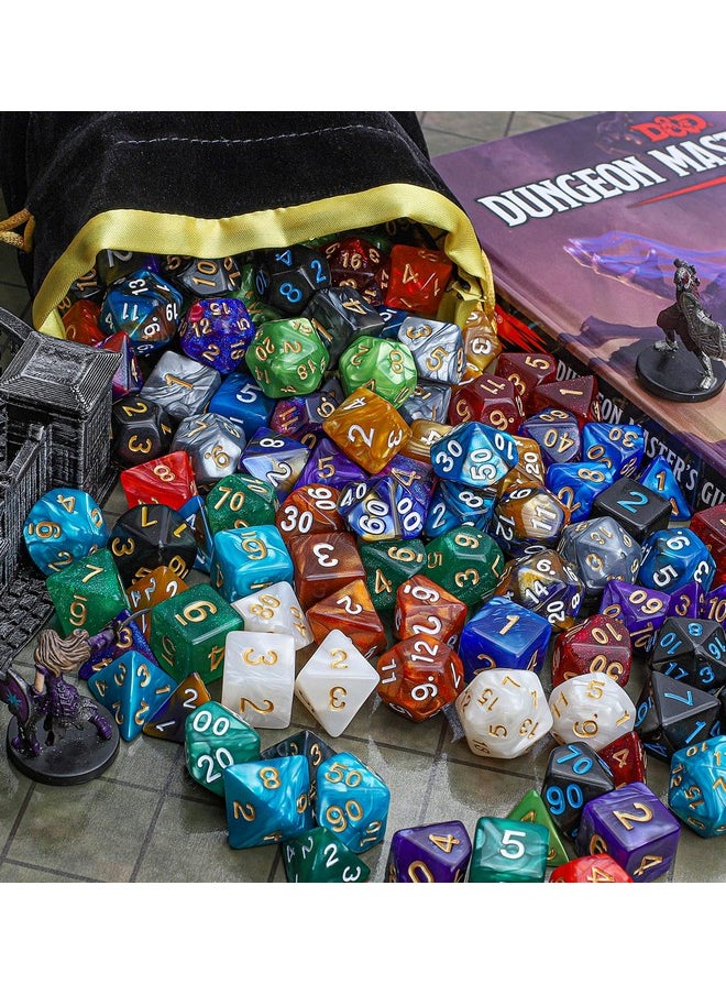 Dnd Dice Sets - 26 X 7 Polyhedral Dice (182Pcs) With A Large Drawstring Bag Great For Dungeons And Dragons, Role Playing Table Game.