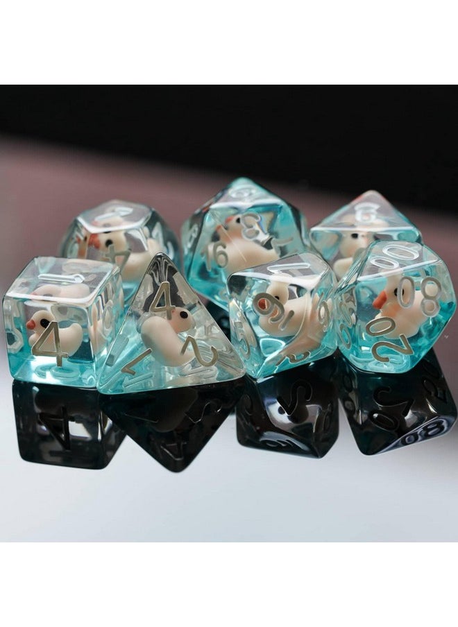 7-Die Dnd Dice, Polyhedral Dice Set Filled With Animal, For Role Playing Game Dungeons And Dragons D&D Dice（Pink Duck）