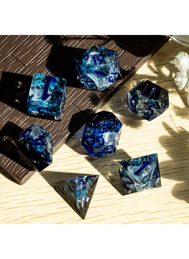 Sharp Edges Dnd Dice, 7 Pcs D&D Dice Misty Mountain Dice, Handcrafted Polyhedral Dice Set, For Role Playing Game Mtg Pathfinder (Mountain Dice-Summer)