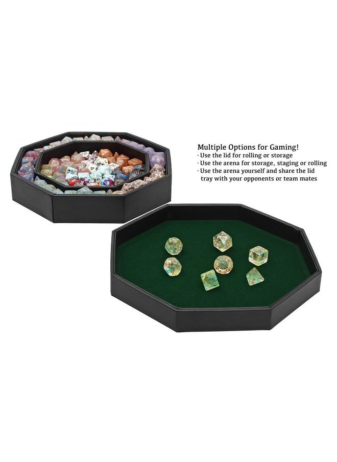 Dice Tray Arena Rolling Tray And Storage Compatible With Any Dice Game, D&D And Rpg Gaming (Green)