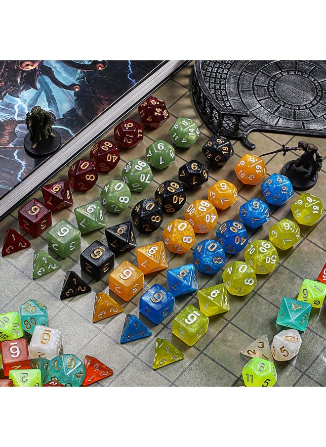 Dnd Dice Set 10X7 Polyhedral Dice (70 Pcs) For Dungeons And Dragons Rpg Mtg Role Playing Table Games With 1 Drawstring Bag