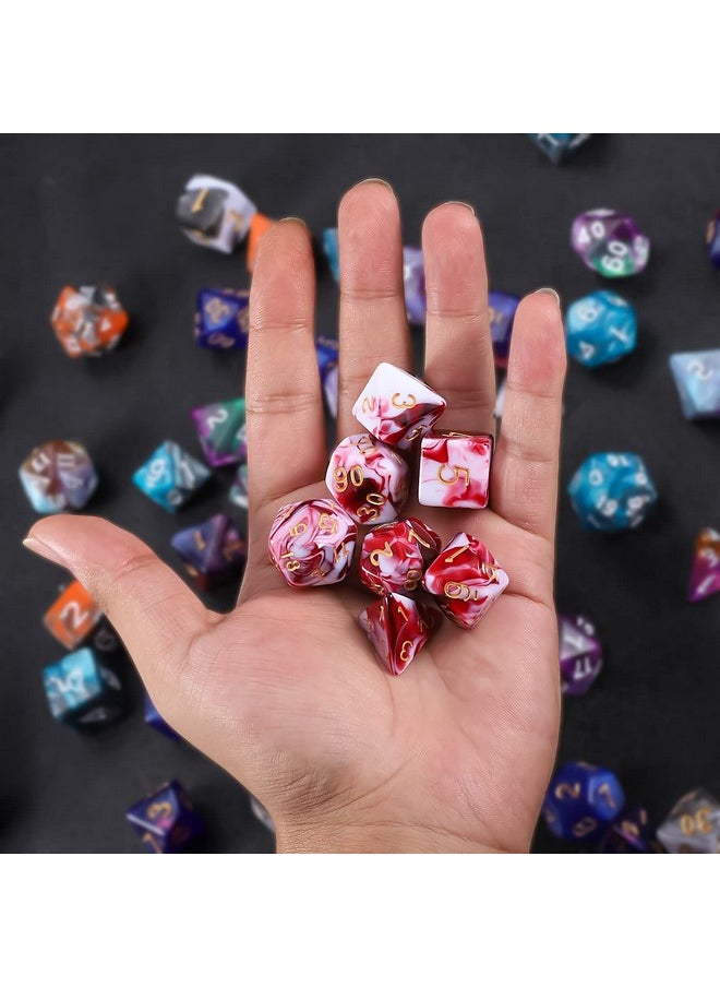 Dnd Dice Set -D&D Polyhedral Dice (7 Pcs) For Dungeons And Dragons (Blood Red And White)