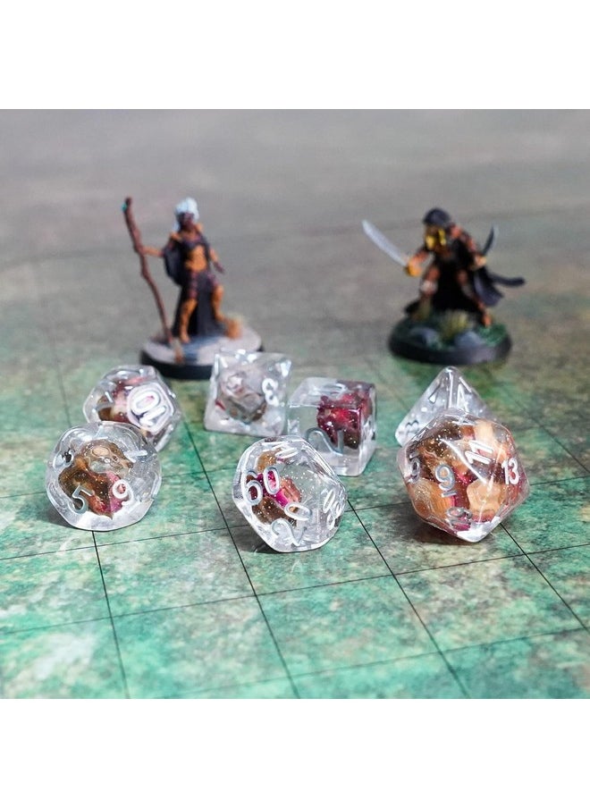 Dice Games 16Mm Resin Poly Dnd Dice Set: Rose Dice, Role Playing Game Dice For Dungeons And Dragons