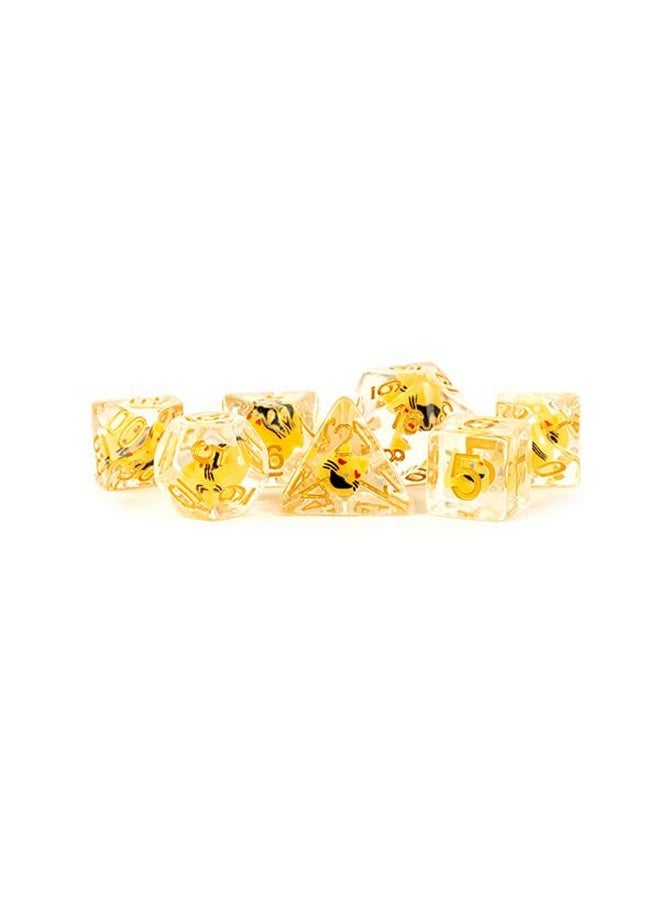 Dice Games 16Mm Resin Poly Dnd Dice Set: Cat Dice, Role Playing Game Dice For Dungeons And Dragons