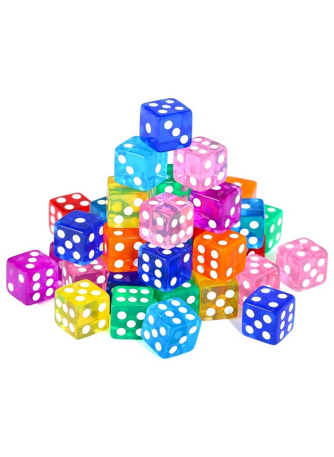 40 Pieces 6-Sided Game Dice Set, 8 Translucent Colors Dice For Board Games And Teaching Math