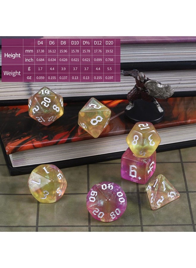 Dnd Polyhedral Dice Set With Dice Bag For Dungeons And Dragons Rpg Mtg Role Playing Table Games