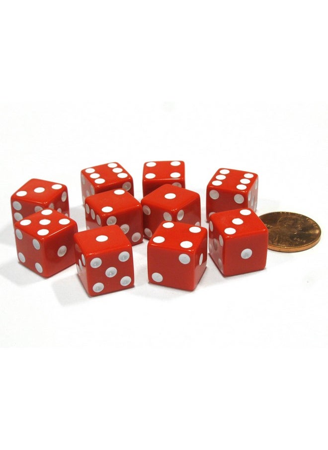 Set Of 10 Six Sided D6 12Mm Square Dice Red