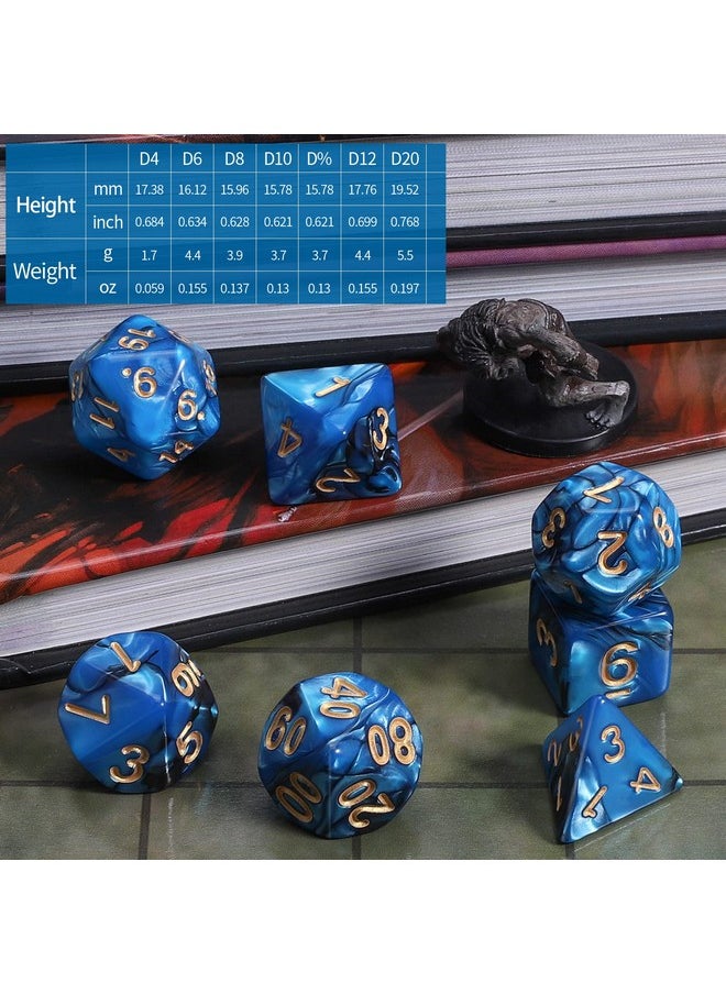 Dnd Polyhedral Dice Set With Dice Bag For Dungeons And Dragons Rpg Mtg Role Playing Table Games