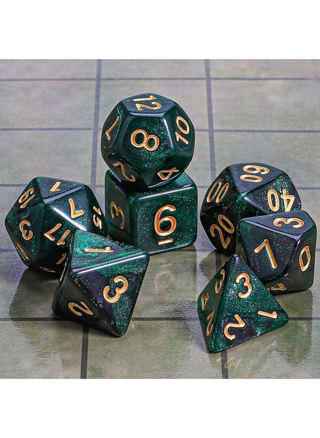 Dnd Polyhedral Dice Set With A Black Dice Bag For D&D Rpg Mtg Role Playing Table Games