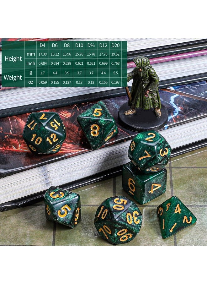 Dnd Polyhedral Dice Set With A Black Dice Bag For D&D Rpg Mtg Role Playing Table Games