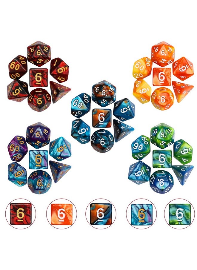 Dnd Dice Set - 20X7 (140 Pieces) Polyhedral Dice, 20 Colors D&D Dice For Dungeons And Dragons Tabletop Role-Playing Games With 1 Drawstring Bag