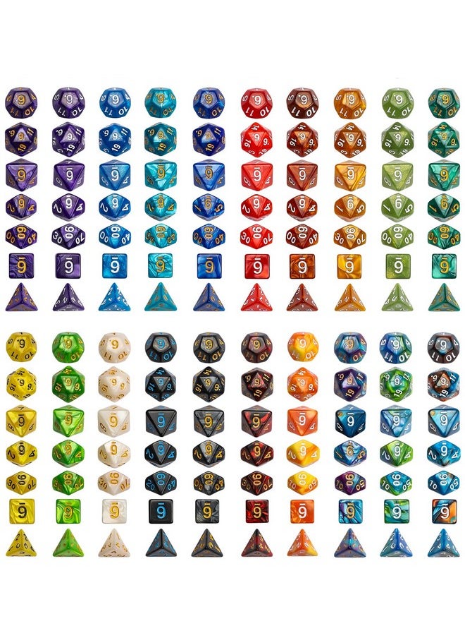 Dnd Dice Set - 20X7 (140 Pieces) Polyhedral Dice, 20 Colors D&D Dice For Dungeons And Dragons Tabletop Role-Playing Games With 1 Drawstring Bag