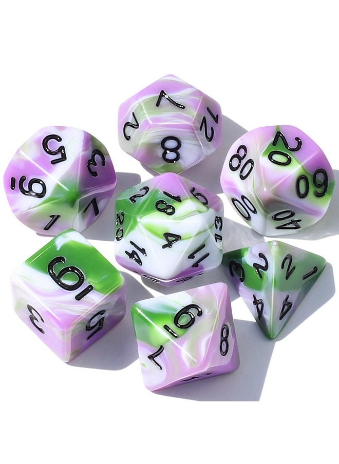 Dnd Polyhedral Dice Set For Dungeons And Dragons Rpg Mtg Role Playing Table Games-With 1 Dice Pouch (Pink+Green+White)